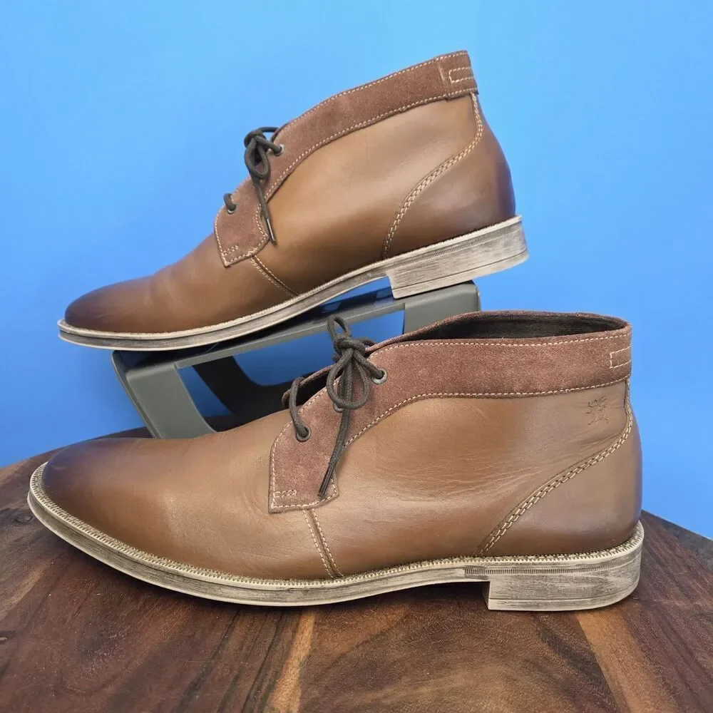 STACY ADAMS Cagney Boot Men's 11M Leather Cognac Tan # 24907-236
